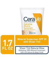 CeraVe Tinted Sunscreen with SPF 30 | Hydrating Mineral Sunscreen With Zinc Oxide & Titanium Dioxide | Sheer Tint for Healthy Glow